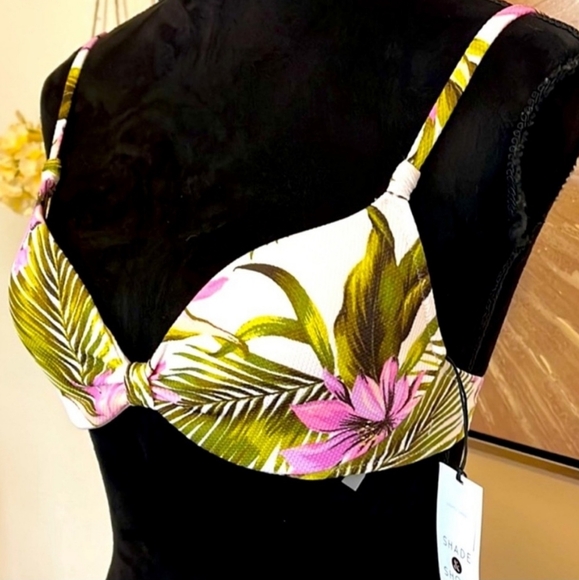 *BOGO*NWT-Shade and Shore - 2 Piece Bikini Set Top-34B-Bottom M8/10 White/Floral - Picture 5 of 11